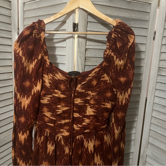 House of Harlow 1960 x REVOLVE Cotton Dress Long Sleeve Brown Size Large NWOT - Picture 3 of 8